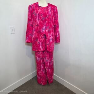 Vintage Point of View Nordstrom 100% Silk Pink Purple Women's 3 Piece Pants Set